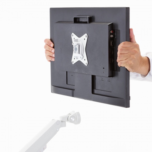 CR-LAC2407W / モニターアーム（デュアル・ガススプリング式・支柱タイプ・ホワイト）