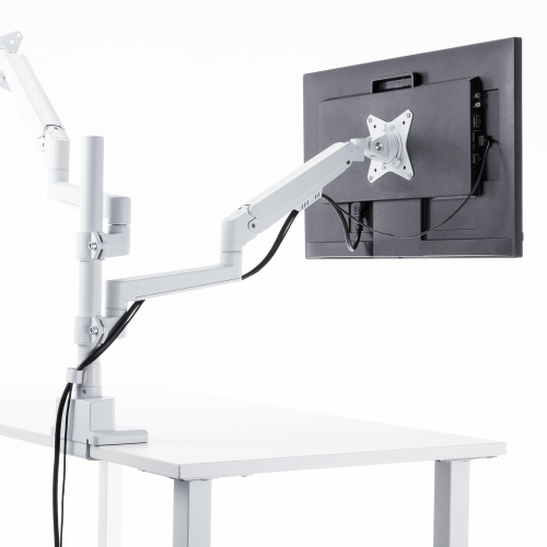 CR-LAC2407W / モニターアーム（デュアル・ガススプリング式・支柱タイプ・ホワイト）