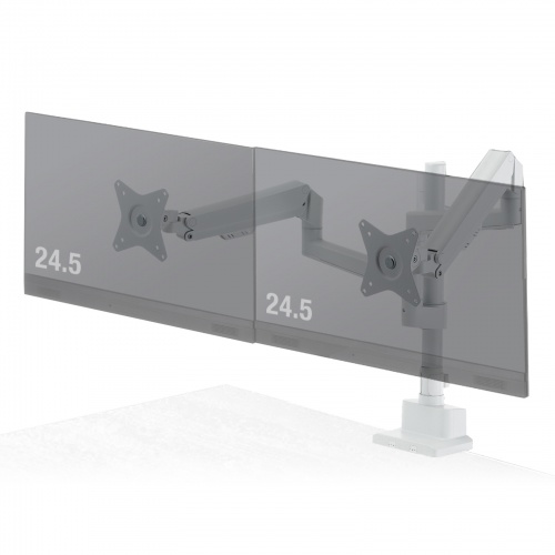 CR-LAC2407W / モニターアーム(デュアル・ガススプリング式・支柱タイプ・ホワイト)