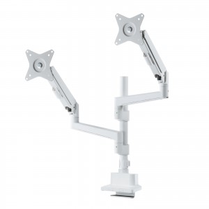 CR-LAC2407W / モニターアーム(デュアル・ガススプリング式・支柱タイプ・ホワイト)