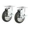 CST-125ER-FRST2 / 汎用キャスター 125mm径 2個セット（フリーストッパー付き）ゴム製