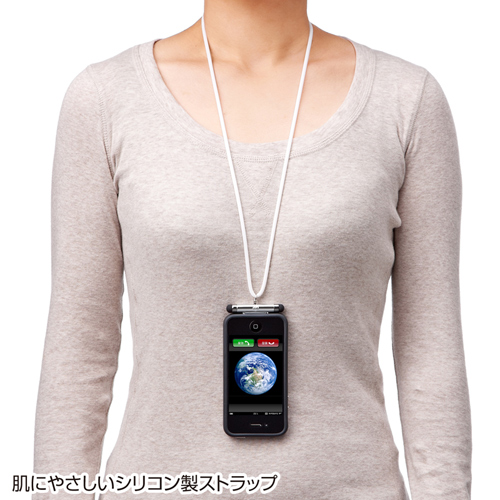 DG-STPEN3SV / タッチペン付iPhoneネックストラップ（シルバー）