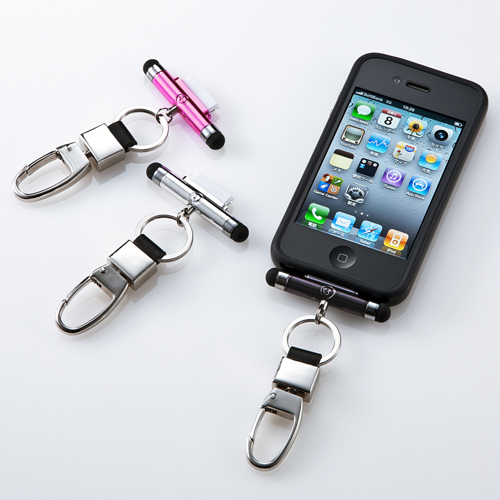 DG-STPEN4BK / タッチペン付iPhoneカラビナフック（ブラック）