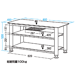 DK-S26GBK / 薄型TVスタンド（ブラック）