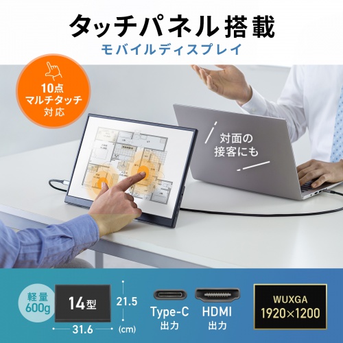 DP-08 / タッチパネル搭載モバイルモニター（14インチ）