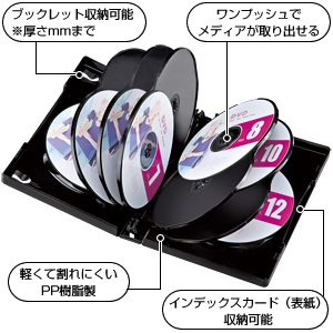 DVD-W12-01BK / DVDトールケース（12枚収納・ブラック）