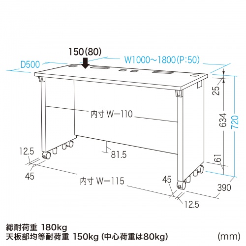 ED-SK10050BK72 / eデスク（ブラック）W1000×D500×H720【受注生産品】