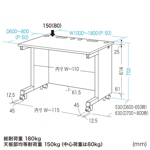 ED-SK10070BKLM / eデスク（薄い木目＋ブラック）W1000×D700×H700【受注生産品】