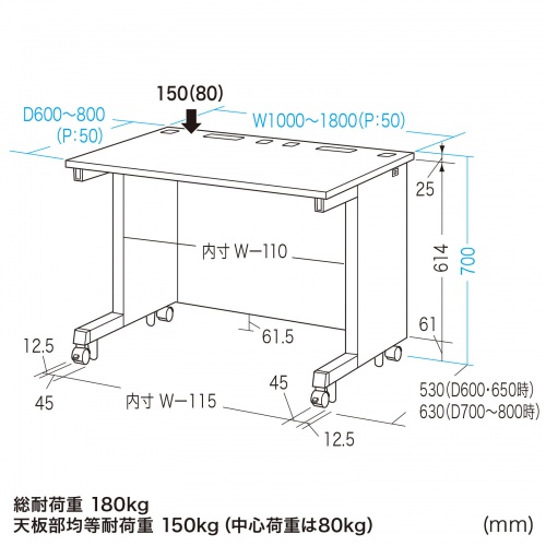 ED-SK11075BKLM / eデスク（薄い木目＋ブラック）W1100×D750×H700【受注生産品】