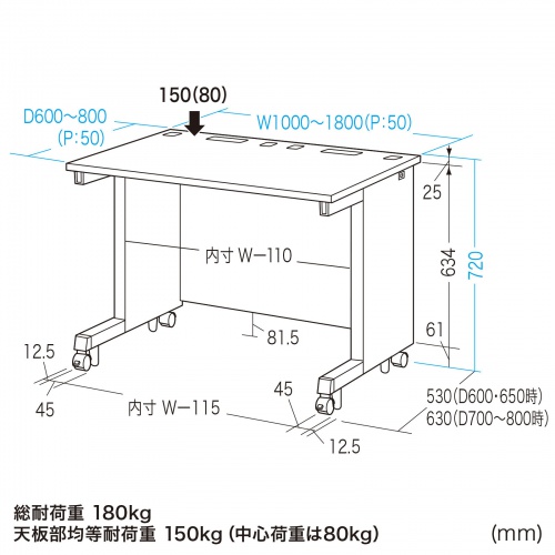 ED-SK13065BKLM72 / eデスク（薄い木目＋ブラック）W1300×D650×H720【受注生産品】