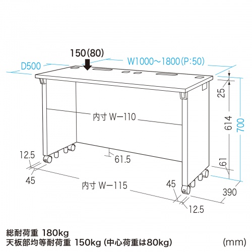 ED-SK17550M / eデスク（濃い木目）W1750×D500×H700【受注生産品】