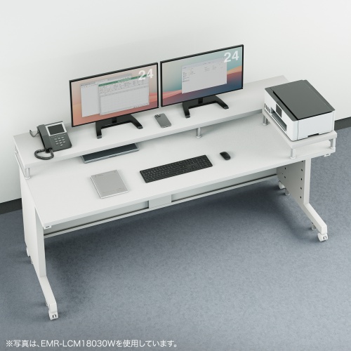 EMR-LCM6030LM / eモニタ台（丸脚・薄い木目天板）W600×D300【受注生産品】
