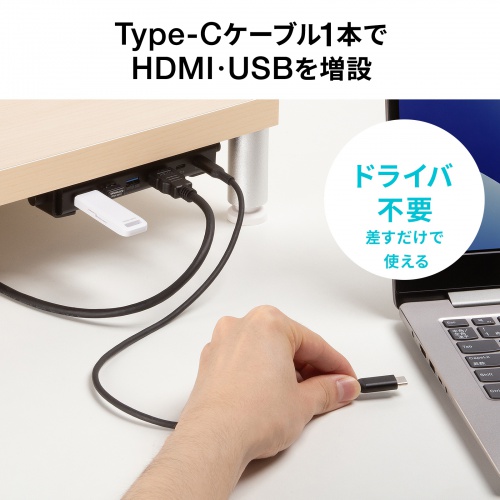 EMR-LCOP1 / 木製天板取付用USB＋HDMIドッキングステーション