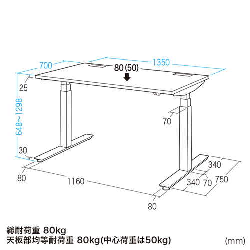 ERD-ED13570 / e電動昇降デスク（W1350×天板D700mm）