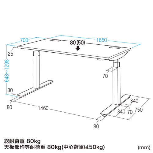 ERD-ED16570 / e電動昇降デスク（W1650×天板D700mm）