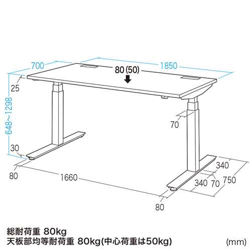 ERD-ED18570 / e電動昇降デスク（W1850×天板D700mm）