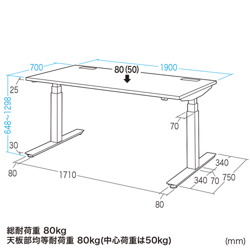 ERD-ED19070 / e電動昇降デスク（W1900×天板D700mm）