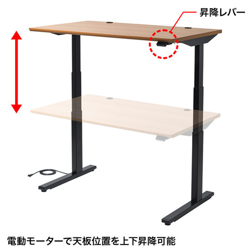 ERD-M12070BKLM / 電動上下昇降デスク（W1200×D700mm・薄い木目/オーク）