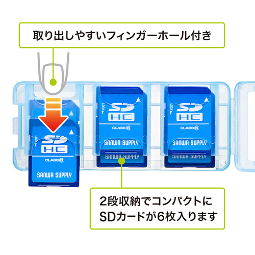 FC-MMC23SDCBL / SDカードケース（6枚収納・クリアブルー）