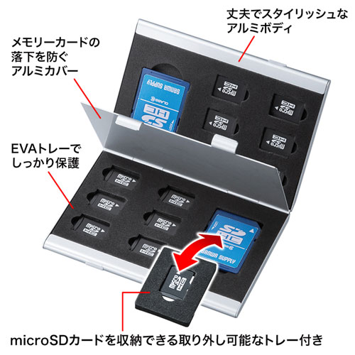 FC-MMC5MICN2 / アルミメモリーカードケース（microSDカード用・両面収納タイプ）