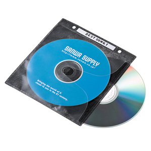 FCD-FR100BKN / DVD・CD不織布ケース(リング穴付き・100枚入り・ブラック)