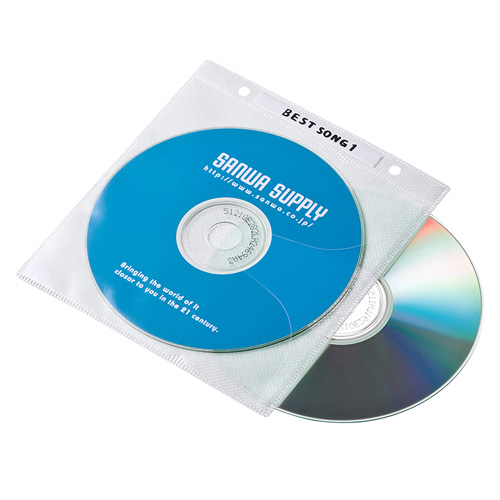 FCD-FR50WN / DVD・CD不織布ケース（リング穴付き・50枚入り・ホワイト）
