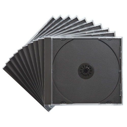 FCD-PN10BKN【Blu-ray・DVD・CDケース（10枚セット・ブラック）】ブルーレイディスク・DVD・CDなどの光ディスクを1枚収納できる。一般的な音楽CDのケースと同じ、厚さ10mmのプラケース。10枚セット・ブラック。  | サンワサプライ株式会社