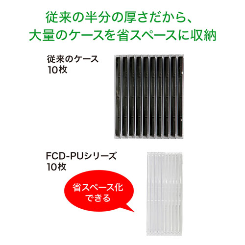 FCD-PU100C / DVD・CDケース（100枚セット・クリア）