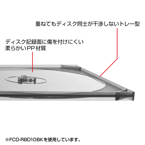 FCD-RBD10C / リング穴付きブルーレイメディア対応ケース（10枚セット・クリア）
