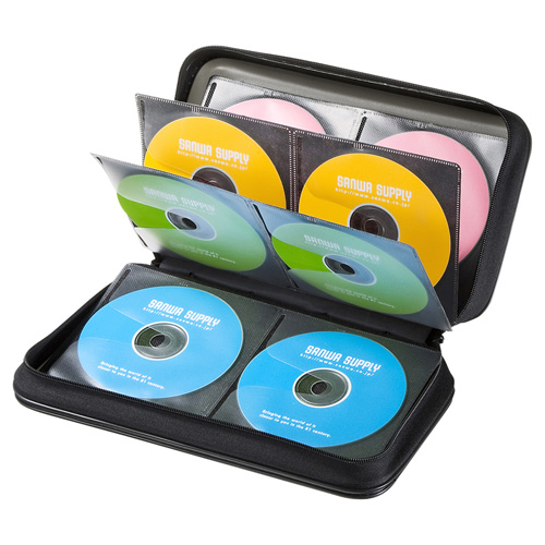FCD-WL96BK【DVD・CDセミハードケース（96枚収納・ブラック）】メディアを衝撃から保護するフレーム構造のPP製セミハードタイプの DVD・CDケース。96枚収納・ブラック。｜サンワサプライ株式会社