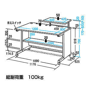 GD-1282K / グローバルデスク（W1200×D800mm）