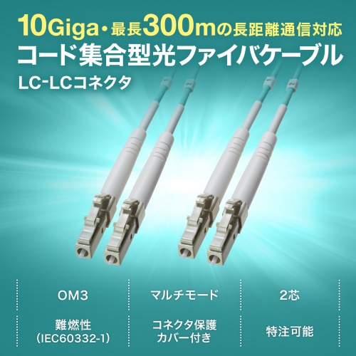 HKB-CSOM3LCLC-150 / コード集合型光ファイバケーブル（マルチ50μmOM3、LC×2-LC×2、150m）