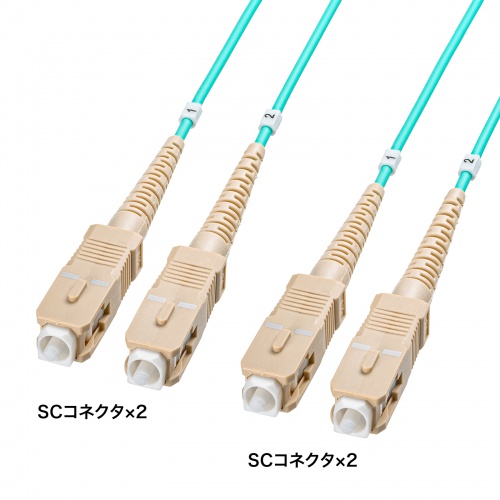 HKB-CSOM3SCSC-050【コード集合型光ファイバケーブル（マルチ50μmOM3、両端SC×2、50m）】OM3に準拠した10GBASE-Sなどの10Gigabit  EthernetやFibreChannelで使用可能なコード集合型の光ファイバ ケーブル。50m。 | サンワサプライ株式会社