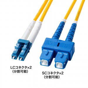 HKB-HLCSC1-03 / 補強メガネ型光ファイバケーブル(シングルモード、LC×2-SC×2、3m)