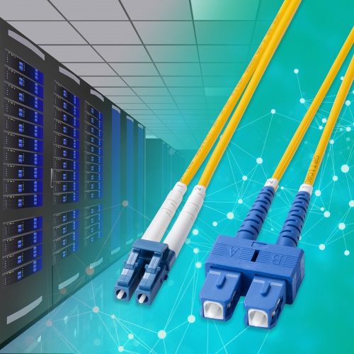 HKB-HLCSC1-10 / 補強メガネ型光ファイバケーブル（シングルモード、LC×2-SC×2、10m）
