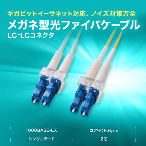 HKB-LCLC1-50N / メガネ型光ファイバケーブル（シングル8.6μm、LC×2-LC×2、50m）