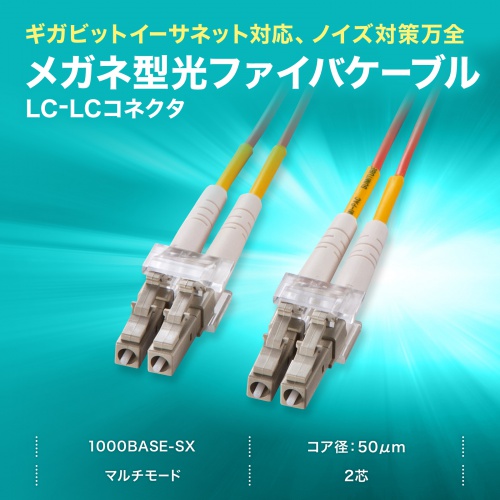 HKB-LCLC5-50N / メガネ型光ファイバケーブル（マルチ50μm、LC×2-LC×2、50m）
