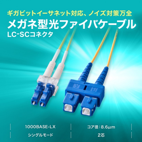 HKB-LCSC1-30N / メガネ型光ファイバケーブル（シングル8.6μm、LC×2-SC×2、30m）