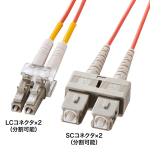 HKB-LCSC5-30L / メガネ型光ファイバケーブル(マルチ50μm、LC×2-SC×2、30m)