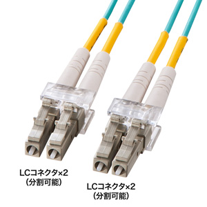 HKB-OM3LCLC-02L / メガネ型光ファイバケーブル（マルチ50μmOM3、LC×2-LC×2、2m）