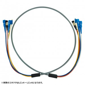 HKB-OM3LCLCWPRB-30 / 防水ロバスト光ファイバケーブル(マルチ50μmOM3、4芯、両端LC×4、30m)