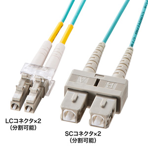 HKB-OM3LCSC-10L / メガネ型光ファイバケーブル(マルチ50μmOM3、LC×2-SC×2、10m)