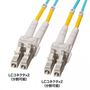 HKB-OM4LCLC-03 / メガネ型光ファイバケーブル（マルチ50μmOM4、LC×2-LC×2、3m）