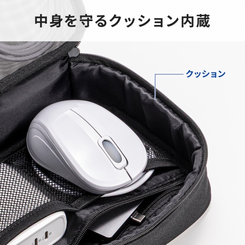 IN-MSBOX1BK / メッシュガジェットケース（W190×D65×H130mm）