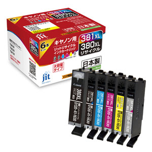 JIT-C3803816PXL / リサイクルインクカートリッジ BCI-380/381シリーズ 6色マルチパック対応