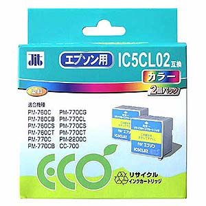 JIT-E02C2P【IC5CL02Wタイプ 再生インクカートリッジ カラー5色一体型