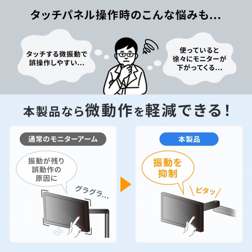 KA-T100S50-W2-WT / モニターアーム KA-T100S50-W型・ホワイト