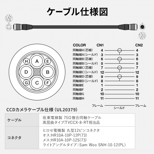 KB-CCDR-02N / CCDカメラケーブル 2m