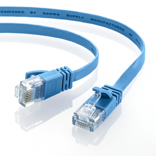 KB-FL6A-01BL / カテゴリ6AフラットLANケーブル（ブルー・1m）