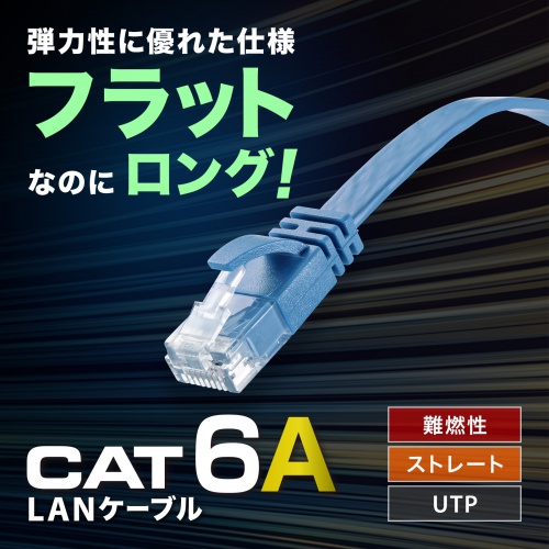 KB-FL6AL-20BL / カテゴリ6AフラットLANケーブル（ブルー・20m）